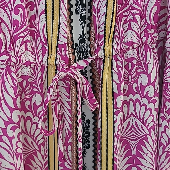 LOFT Pink and Yellow Patterned Sleeveless Dress - Picture 2 of 5